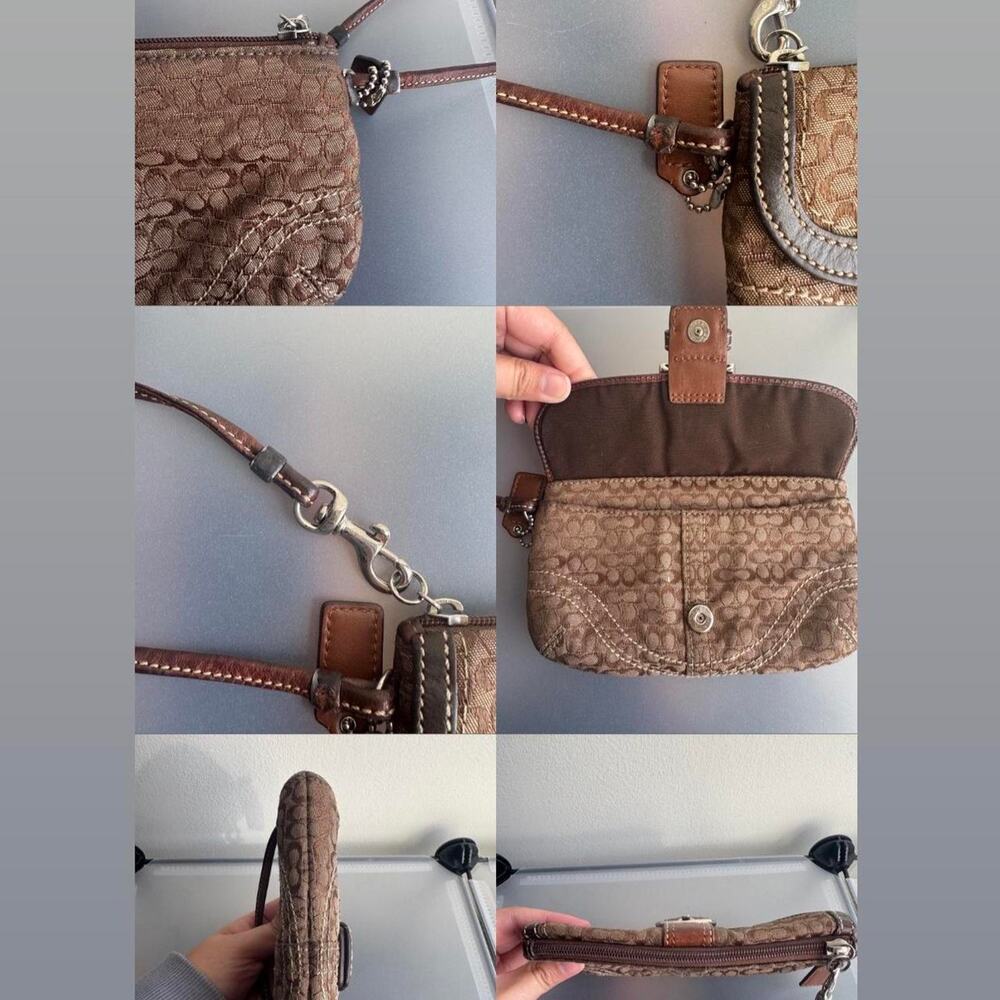 Coach Y2K Brown Signature Mini Wristlet - Picture 7 of 7